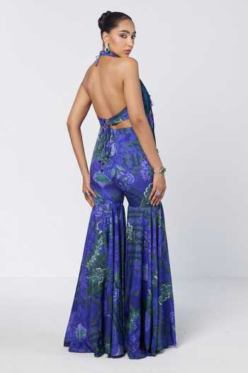 Rishi And Vibhuti Rimjhim Trims Play Sharara Set With Tassel Cape 
