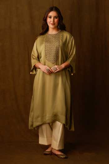 Afriya Placement Embroidered Kaftan & Pant Set