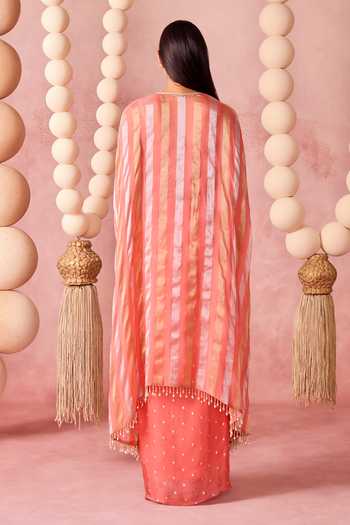 Chamee & Palak Roop Embroidered Cape Draped Skirt Set 
