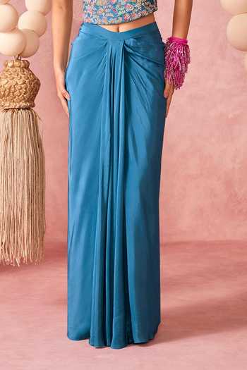 Chamee & Palak Blue Silk, Organza, Crepe Embroidery, Pearls, Zari Itra Corset Skirt Set Online at Aza Fashions Chamee & Palak_Blue Silk, Organza, Crepe Embroidery, Pearls, Zari Itra Corset Skirt Set _Online_at_Aza_Fashions