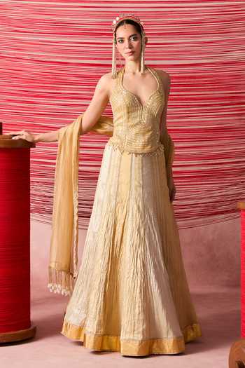 Chamee & Palak Jugnu Embroidered Corset Lehenga Set 