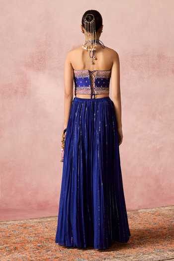 Chamee & Palak Inayat Blue Embroidered Corset Lehenga Set 