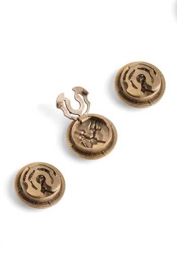Buy_Cosa Nostraa_Gold Shakti Trishul Button Covers - Set Of 3 _Online_at_Aza_Fashions