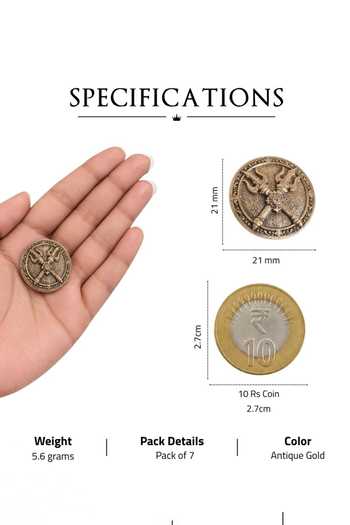 Buy_Cosa Nostraa_Gold Shakti Trishul Button Covers - Set Of 3 