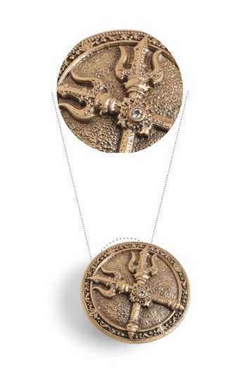Shop_Cosa Nostraa_Gold Shakti Trishul Button Covers - Set Of 3 