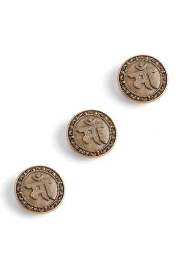 Shop_Cosa Nostraa_Gold Maa Ashirwad Button Covers - Set Of 3 _Online_at_Aza_Fashions