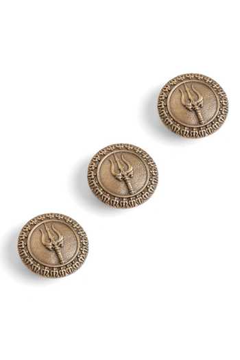 Buy_Cosa Nostraa_Gold Trishul Kavach Button Covers - Set Of 3 _Online_at_Aza_Fashions
