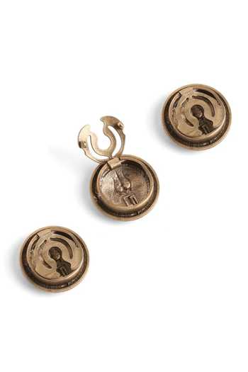 Shop_Cosa Nostraa_Gold Trishul Kavach Button Covers - Set Of 3 _Online_at_Aza_Fashions