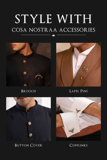 Cosa Nostraa_Gold Trishul Kavach Button Covers - Set Of 3 _at_Aza_Fashions