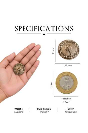 Shop_Cosa Nostraa_Gold Trishul Kavach Button Covers - Set Of 3 