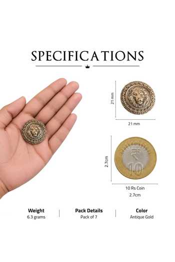 Cosa Nostraa_Gold Shakti Vahana Button Covers - Set Of 3 _at_Aza_Fashions