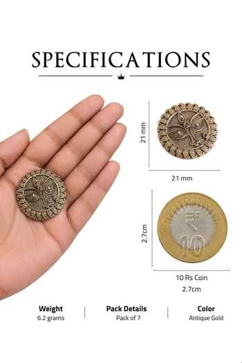 Buy_Cosa Nostraa_Gold Trinetra Devi Button Covers - Set Of 3 