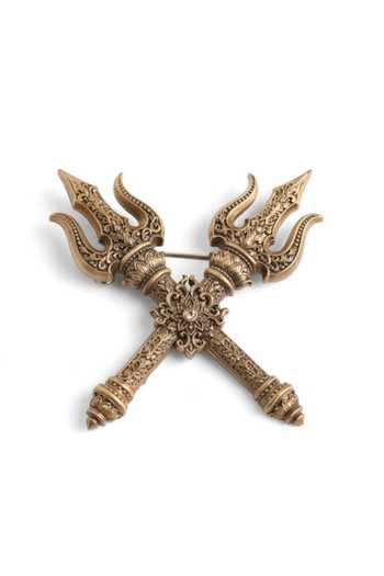 Buy_Cosa Nostraa_Gold Shakti Trishul Antique Brooch _Online_at_Aza_Fashions