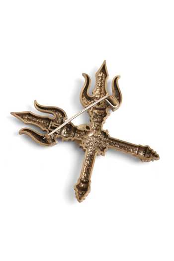 Shop_Cosa Nostraa_Gold Shakti Trishul Antique Brooch _Online_at_Aza_Fashions