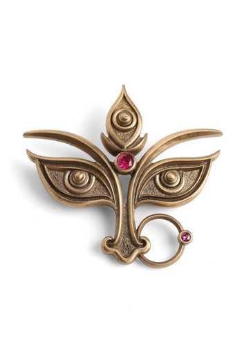 Buy_Cosa Nostraa_Gold Trinetraa Maa Durga Eyes Brooch _Online_at_Aza_Fashions