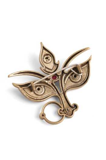 Shop_Cosa Nostraa_Gold Trinetraa Maa Durga Eyes Brooch _Online_at_Aza_Fashions