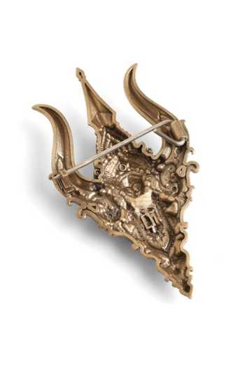 Buy_Cosa Nostraa_Gold Durga Shakti Trishul Brooch _Online_at_Aza_Fashions