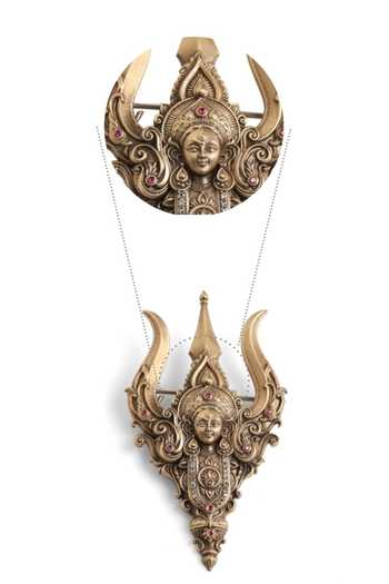 Buy_Cosa Nostraa_Gold Durga Shakti Trishul Brooch 