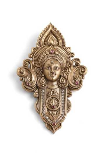 Shop_Cosa Nostraa_Gold Maa Mahima Brooch _Online_at_Aza_Fashions