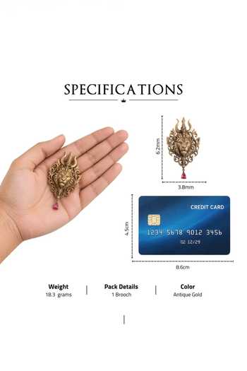 Shop_Cosa Nostraa_Gold Plated Maheshwari Trishul Brooch _Online_at_Aza_Fashions