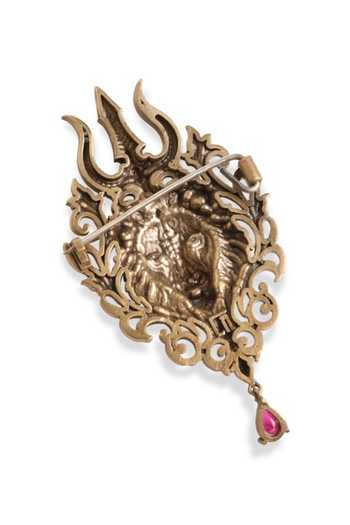 Buy_Cosa Nostraa_Gold Plated Maheshwari Trishul Brooch 