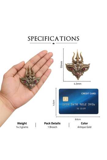 Shop_Cosa Nostraa_Gold Raudramukhi Trishul Brooch _Online_at_Aza_Fashions