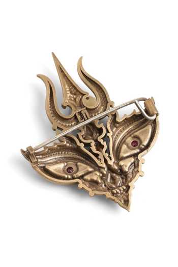 Buy_Cosa Nostraa_Gold Raudramukhi Trishul Brooch 