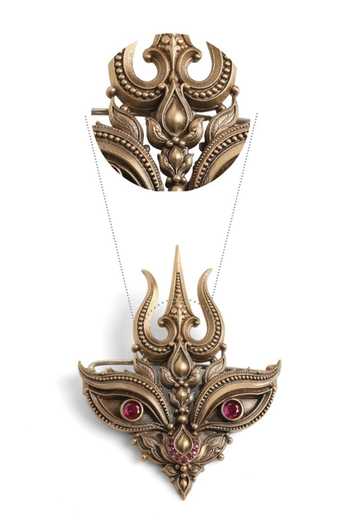 Shop_Cosa Nostraa_Gold Raudramukhi Trishul Brooch 