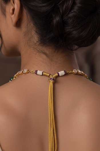 Shop Joules By Radhika Green Rishvani Embellished Necklace Set Online at Aza Fashions Shop_Joules By Radhika_Green Rishvani Embellished Necklace Set _Online_at_Aza_Fashions