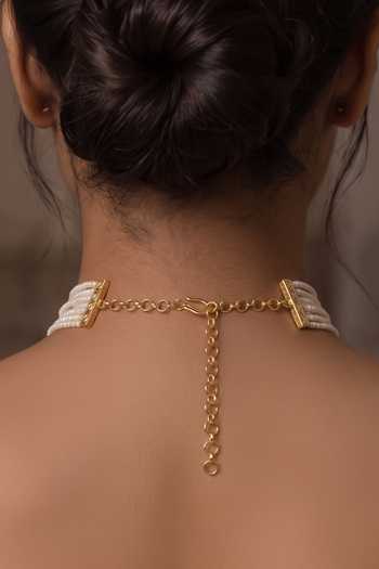 Shop Joules By Radhika White Neyvika Embellished Necklace Set Online at Aza Fashions Shop_Joules By Radhika_White Neyvika Embellished Necklace Set _Online_at_Aza_Fashions