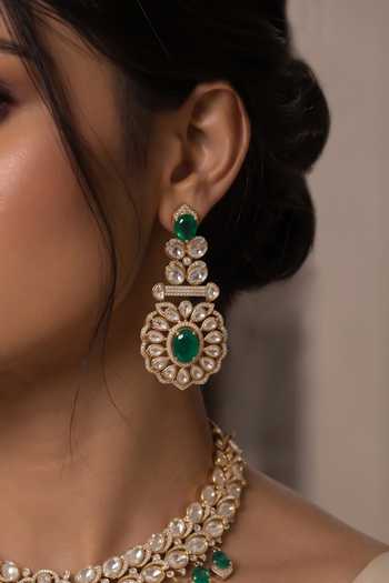 Buy_Joules By Radhika_Gold Plated Sarevika Embellished Pendant Necklace Set _Online_at_Aza_Fashions