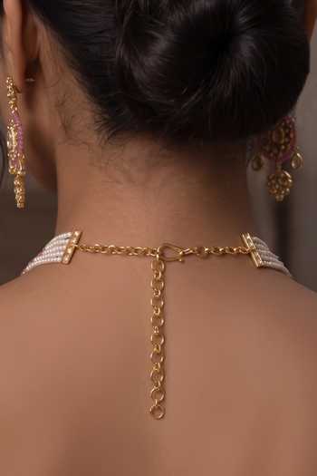 Shop Joules By Radhika Pink Vayesha Embellished Necklace Set Online at Aza Fashions Shop_Joules By Radhika_Pink Vayesha Embellished Necklace Set _Online_at_Aza_Fashions