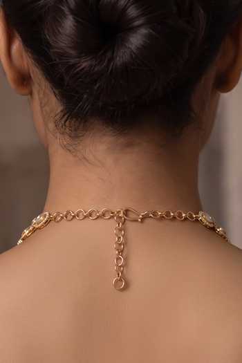 Shop Joules By Radhika Gold Plated Anvaira Embellished Necklace Set Online at Aza Fashions Shop_Joules By Radhika_Gold Plated Anvaira Embellished Necklace Set _Online_at_Aza_Fashions