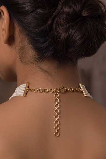 Shop_Joules By Radhika_Gold Plated Tanishaya Embellished Pendant Necklace Set _Online_at_Aza_Fashions