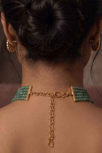 Shop Joules By Radhika Emerald Green Meyvani Embellished Choker Set Online at Aza Fashions Shop_Joules By Radhika_Emerald Green Meyvani Embellished Choker Set _Online_at_Aza_Fashions