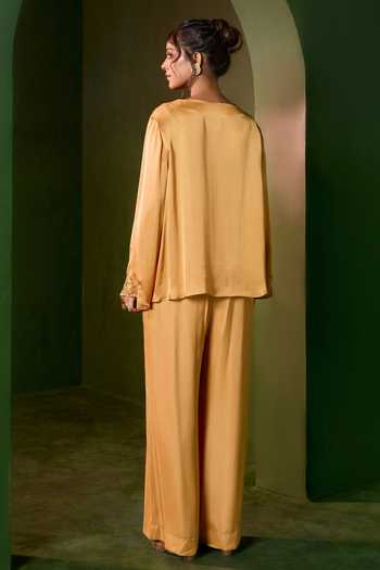 Omana By Ranjana Bothra Ivy Gold Top & Trouser Set 