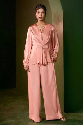 Omana By Ranjana Bothra Ivy Placement Embellished Top & Trouser Set 