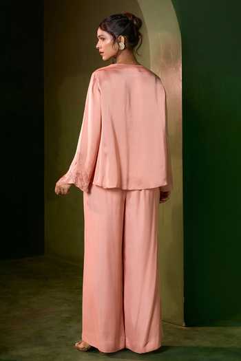 Omana By Ranjana Bothra Ivy Placement Embellished Top & Trouser Set 