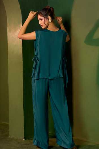 Omana By Ranjana Bothra Arabella Cutwork Top & Trouser Set 