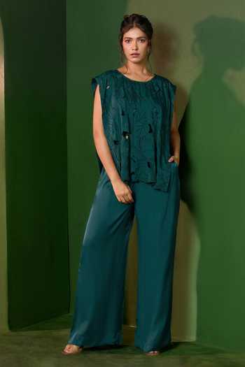 Omana By Ranjana Bothra Arabella Cutwork Top & Trouser Set 