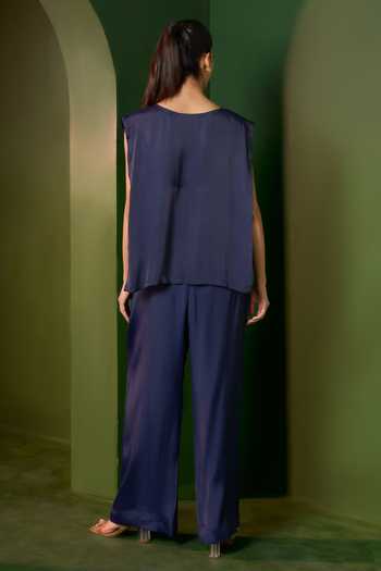 Omana By Ranjana Bothra Arabella Floral Cutwork Top & Trouser Set 
