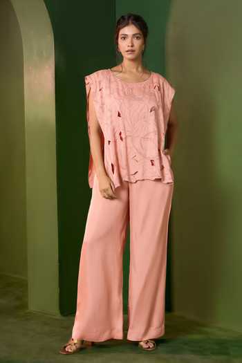 Omana By Ranjana Bothra Arabella Cut Work Top & Trouser Set 