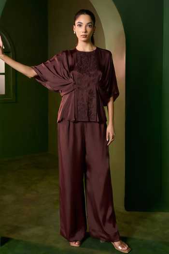 Omana By Ranjana Bothra Isla Applique Work Top & Trouser Set 