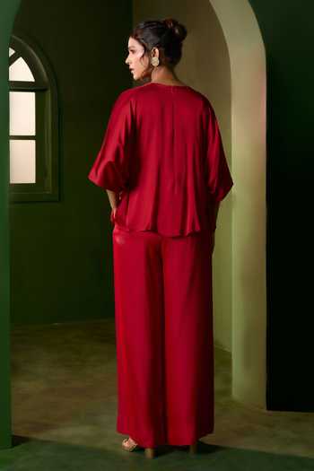 Omana By Ranjana Bothra Isla Floral Embroidered Top & Trouser Set 