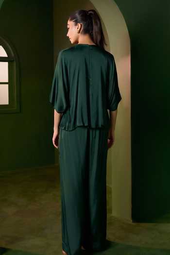Omana By Ranjana Bothra Isla Floral Applique Work Top & Trouser Set 