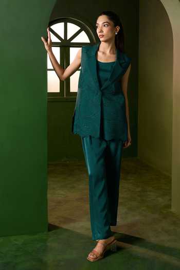 Omana By Ranjana Bothra Arabella Hand Embroidered Blazer Trouser Set 