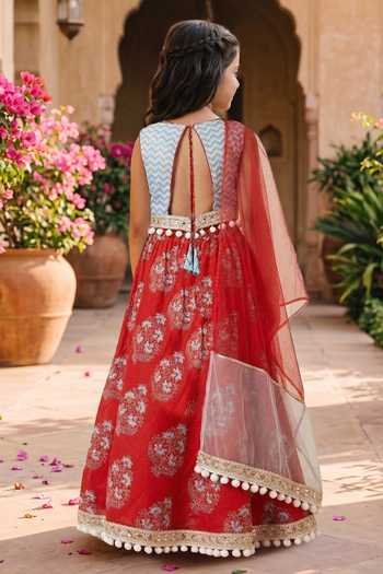 Petite Pomme Cotton Printed Flared Lehenga Set