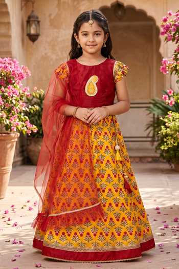 Petite Pomme Cotton Floral Print Lehenga Set