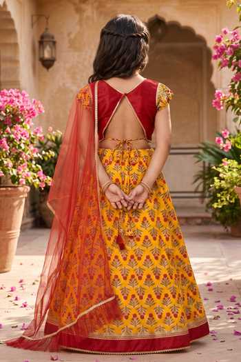Petite Pomme Cotton Floral Print Lehenga Set