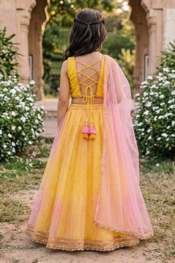 Petite Pomme Shaded Sequin Scattered Lehenga Set